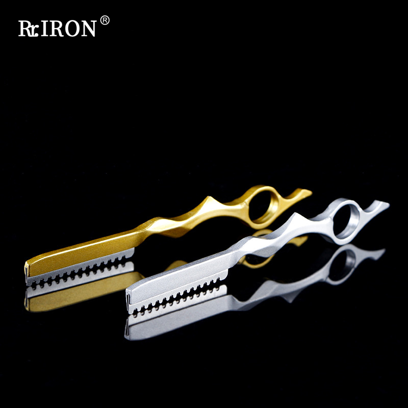 RIRON 전문 이발사 스테인레스 스틸 머리 숱이 스트레이트 면도기 미용 절단 면도 및 제모 도구